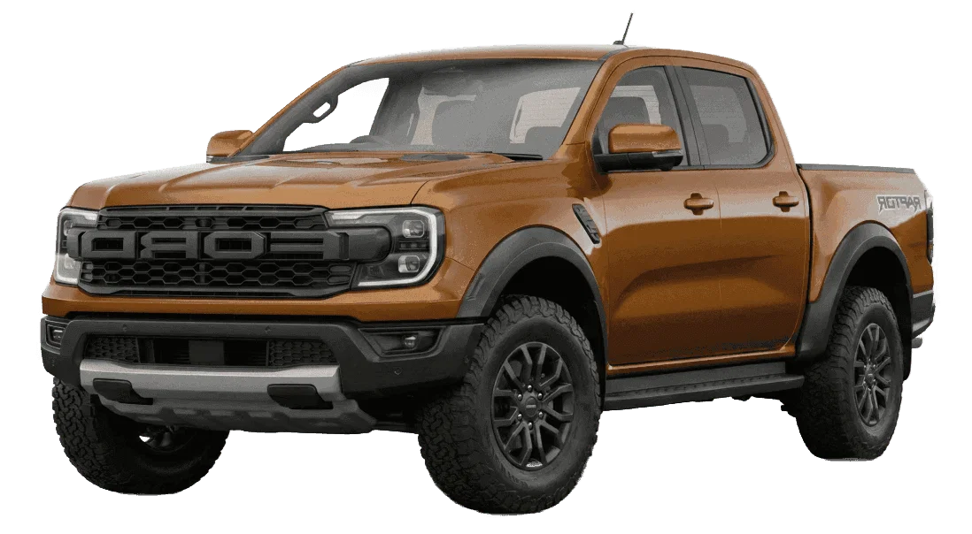 An orange Ford Ranger Raptor pickup
