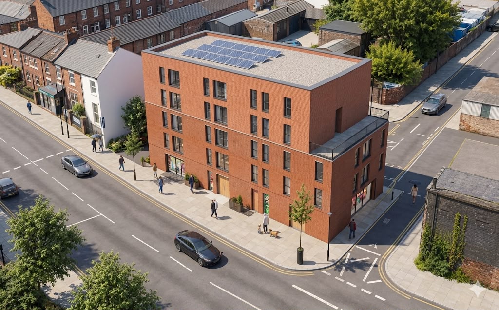 Iage of a residnetial apartment development in stoke-on-trent developed by studio tashkeel architecture