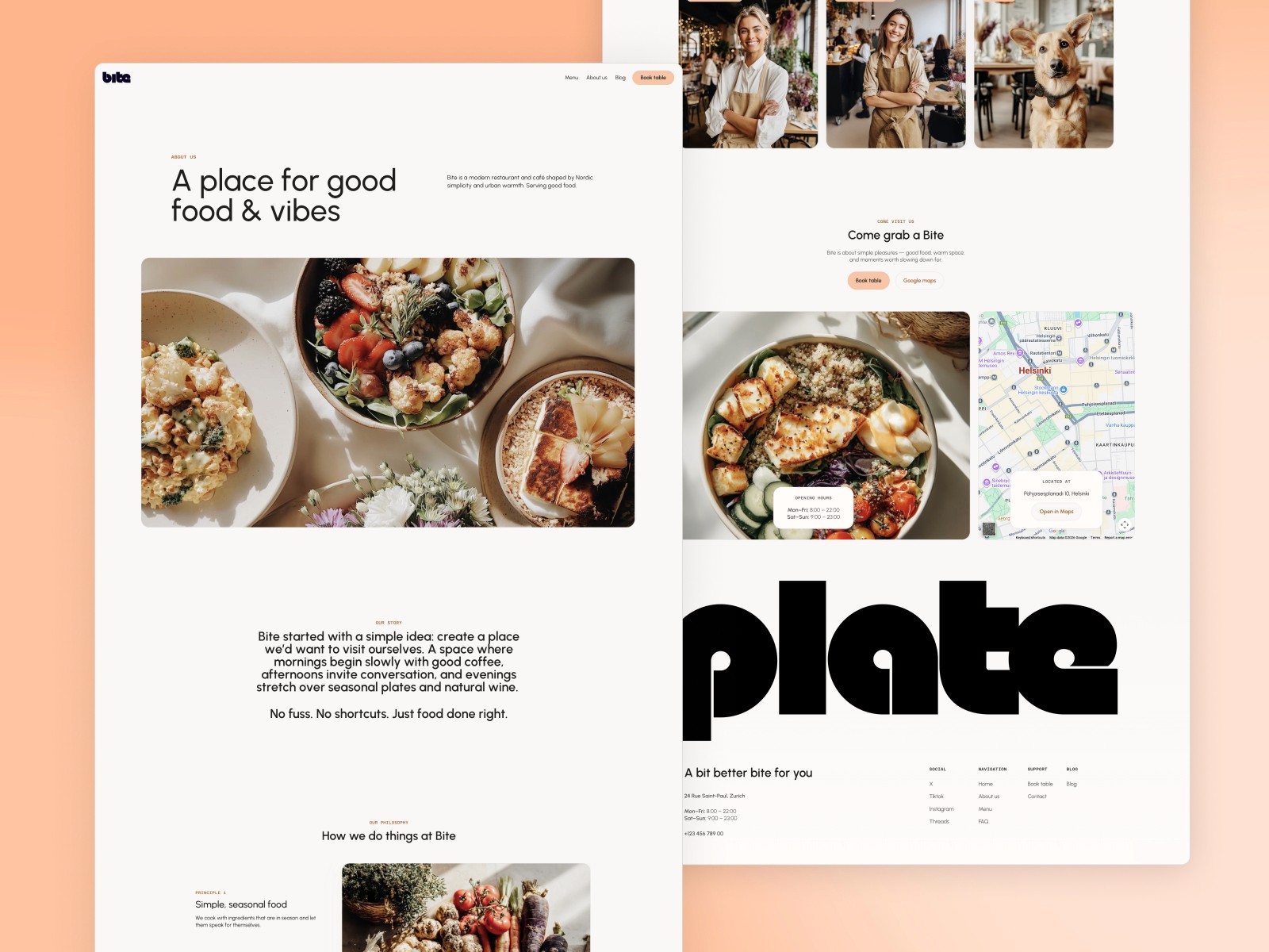 Plate — 极简专业餐饮品牌网站设计灵感