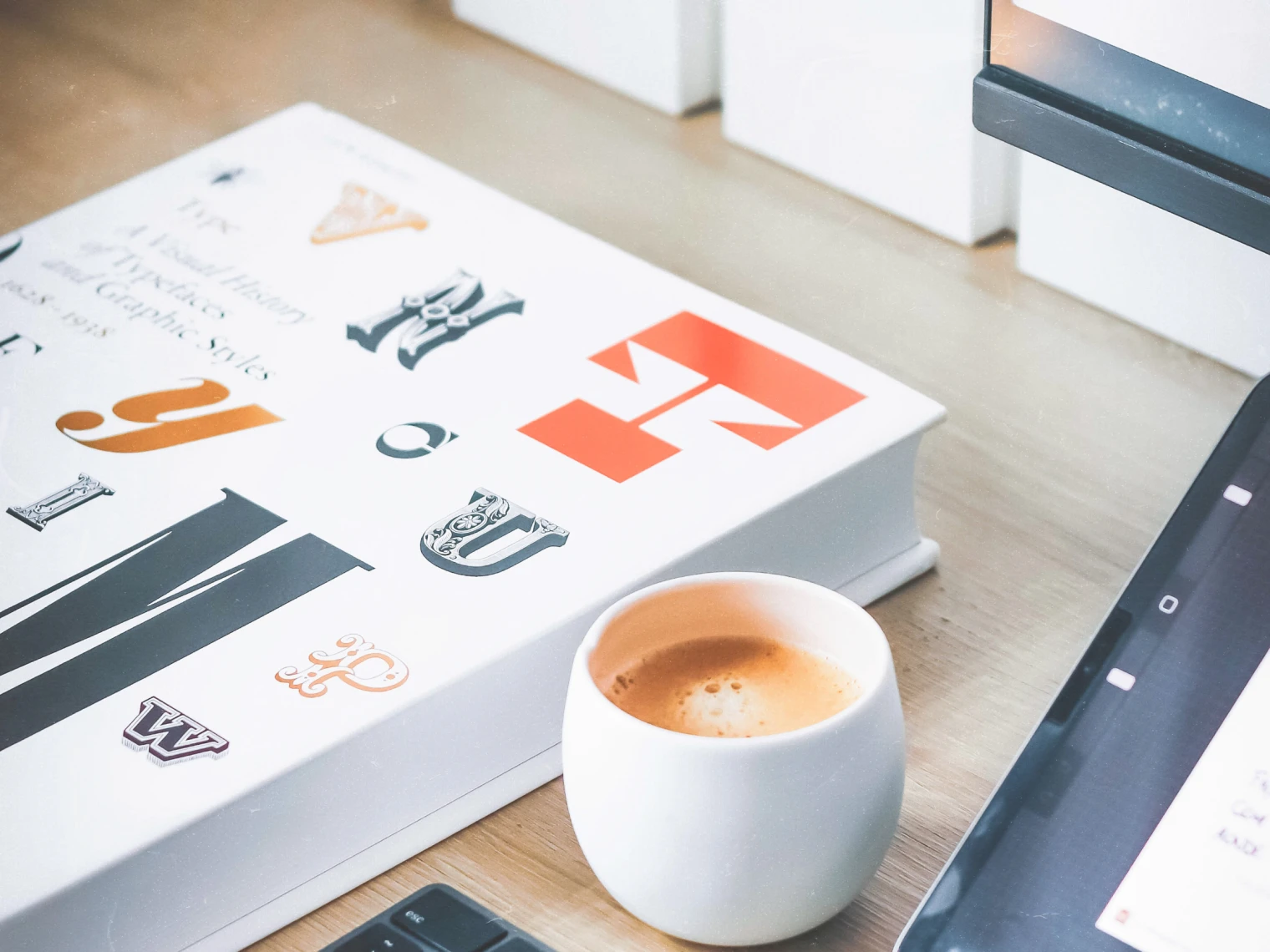 Book, Coffee and Graphic Tablet