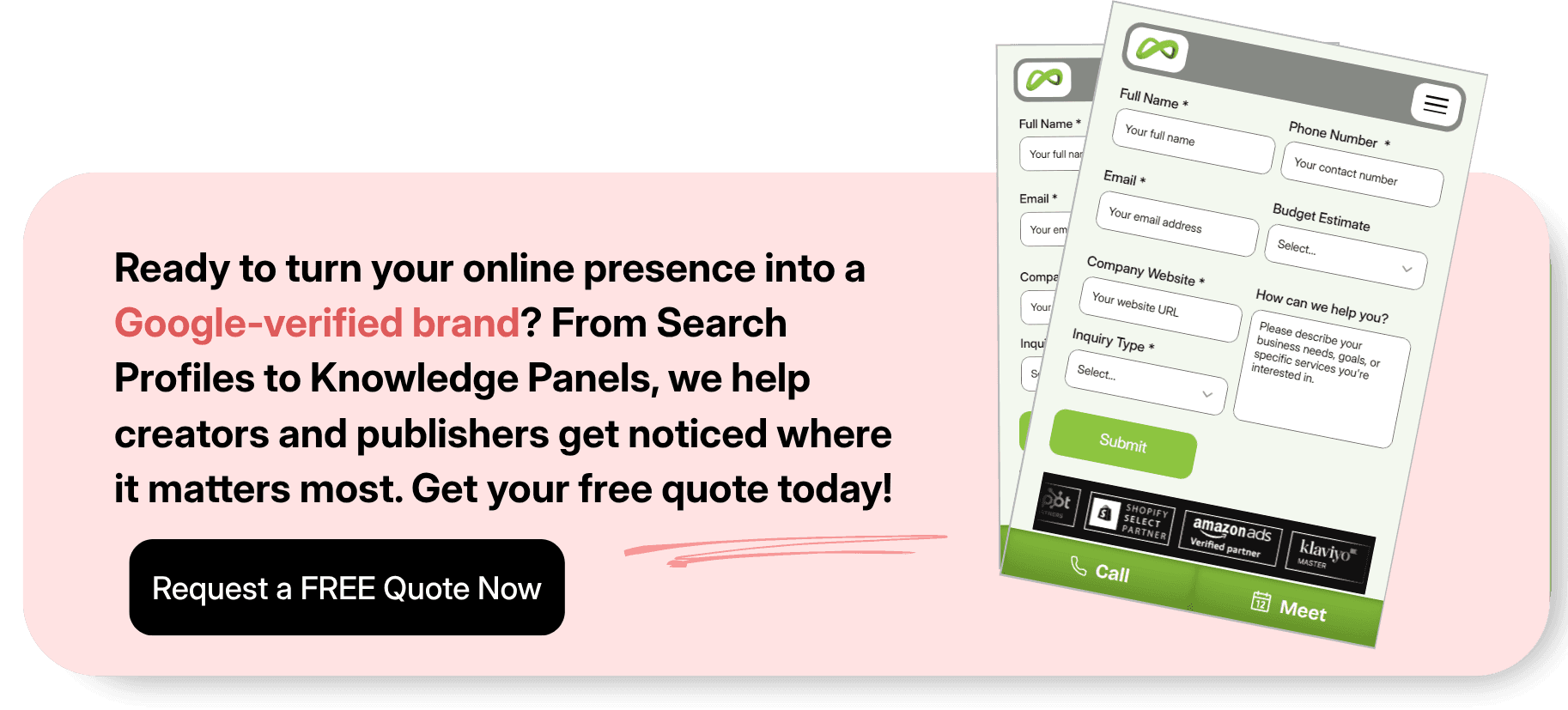 Call-to-action to request a free quote