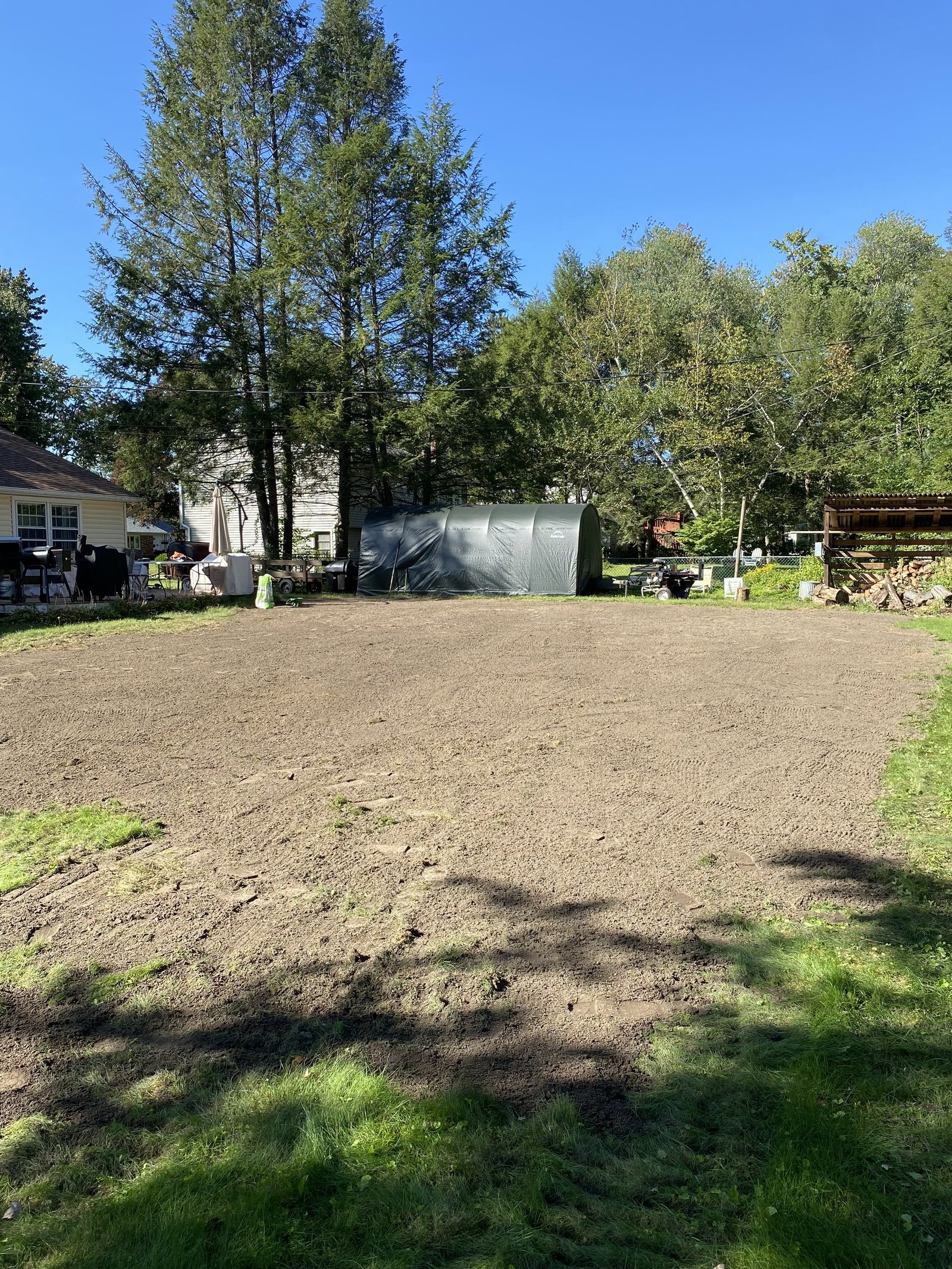 Back yard in Delmar, NY, regraded after a large mound was removed