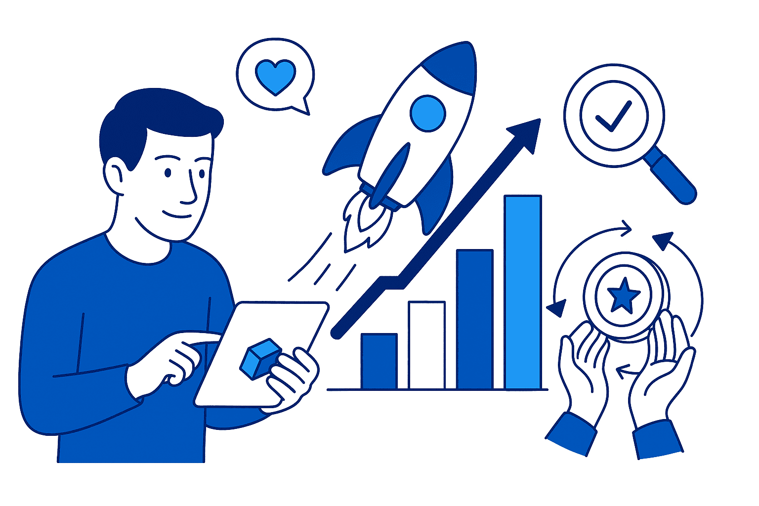 An illustration that represents the post-launch growth and how to retain the Web3 users