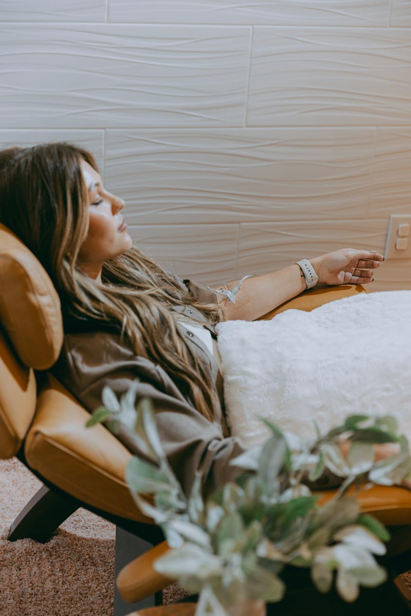 woman receiving salt room treatment