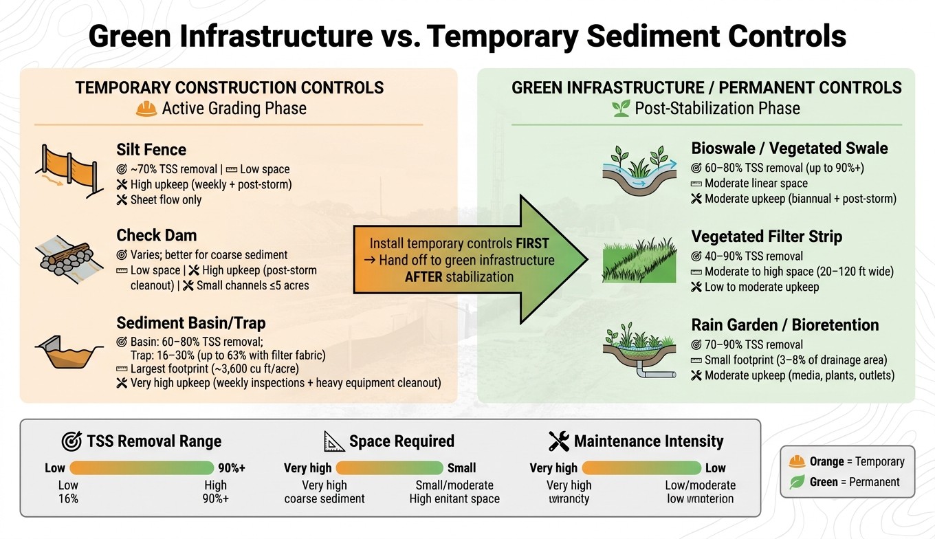 Green Infrastructure vs. Temporary Sediment Controls: Performance, Space & Maintenance