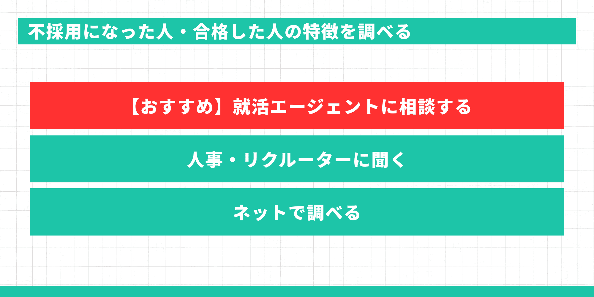 不採用になった人・合格した人の特徴を調べる3つの方法