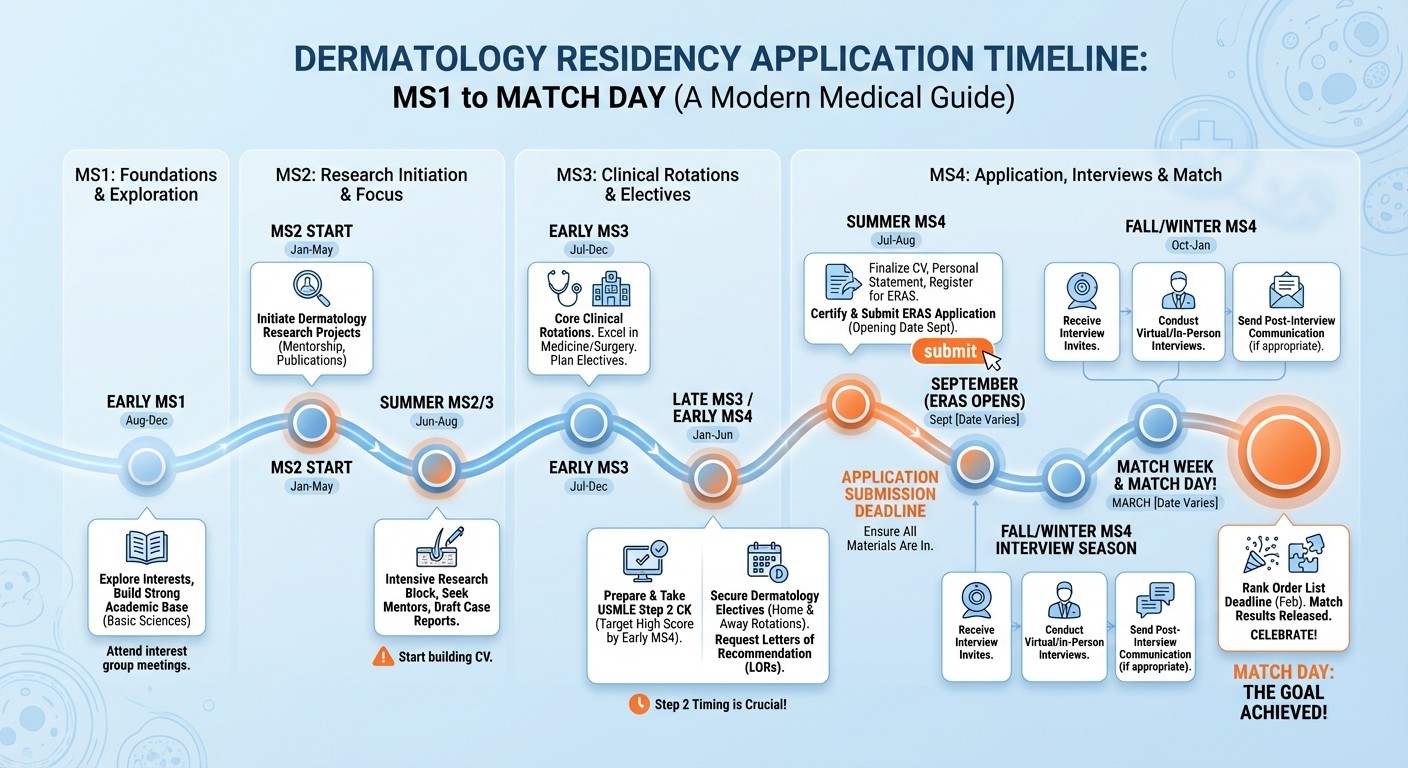 Dermatology residency application timeline and key milestones for medical students