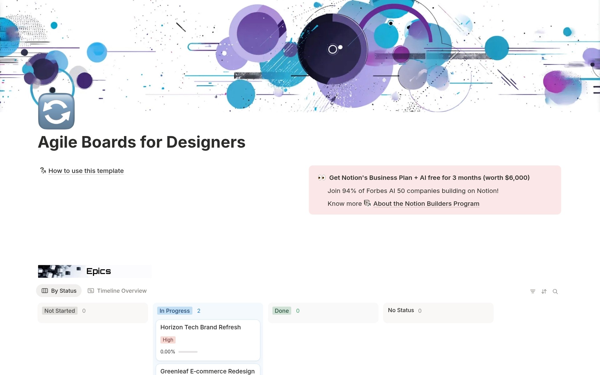 Agile Boards for Designers Dashboard Screenshot