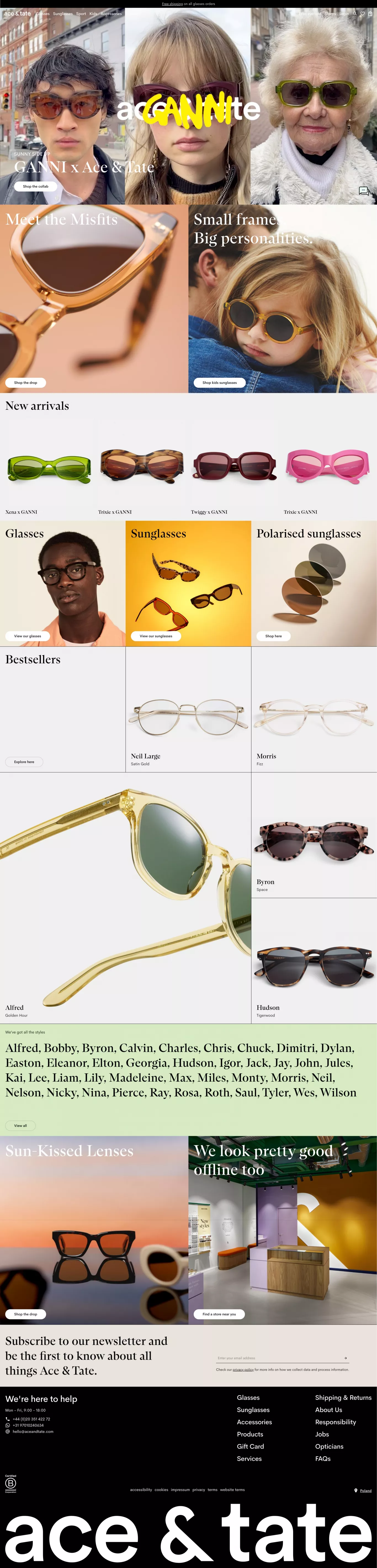 Quality Prescription Glasses from â¬110 ecommerce page screenshot showcasing Design and Fashion design