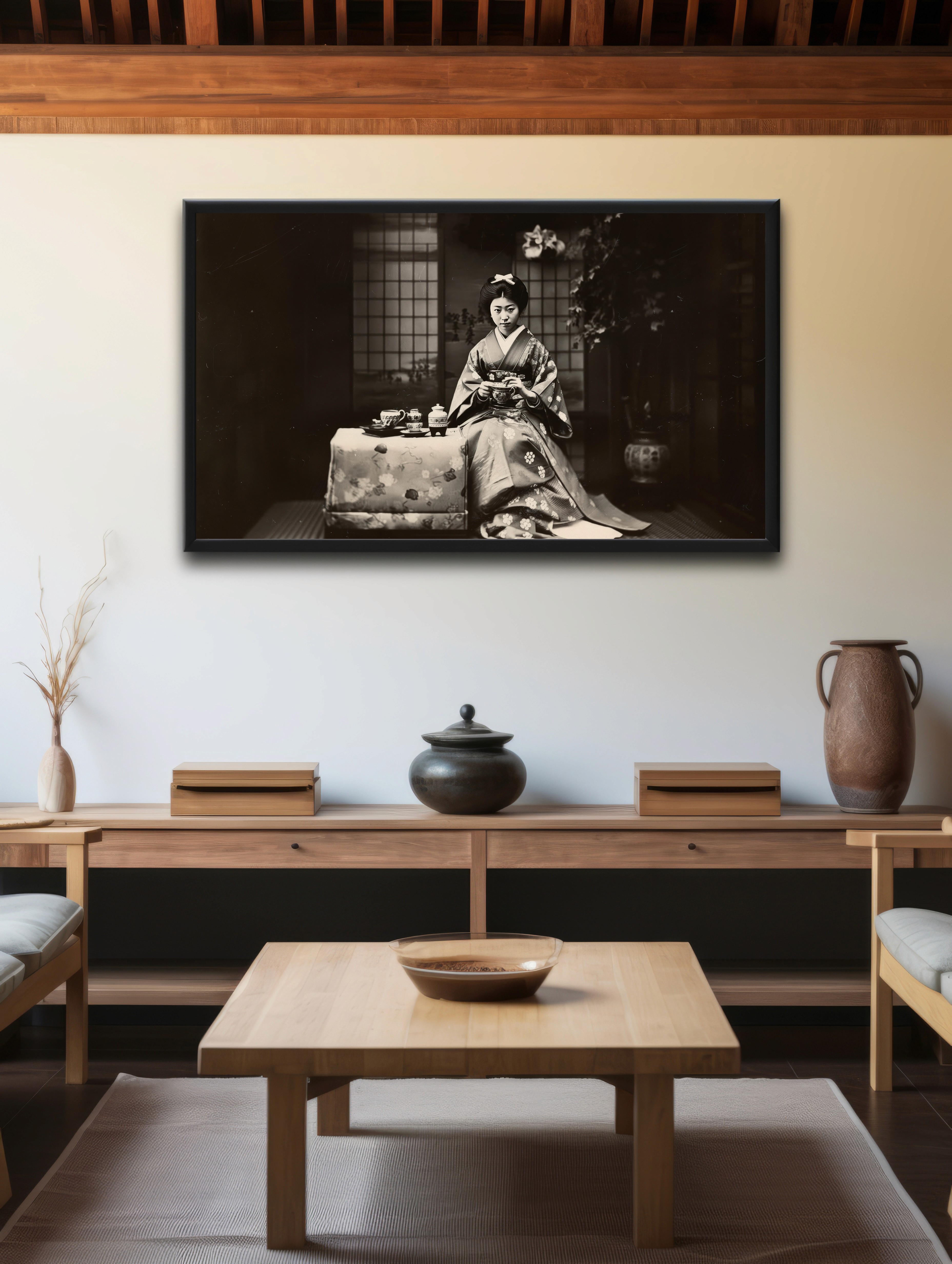 Folk Fable AI product mockup in living room