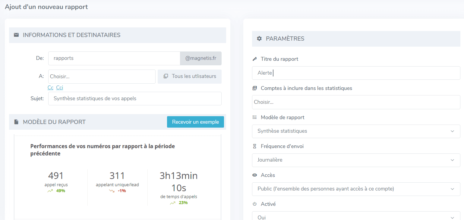 Formulaire de rapport