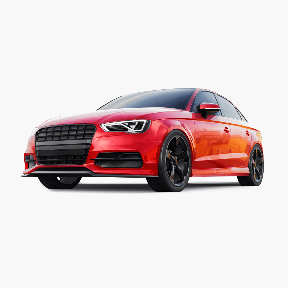 front view of red car