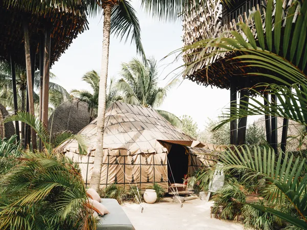 Temazcal at Nômade Holbox, Holbox Mexico, surrounded by nature and treehouse-style accommodations