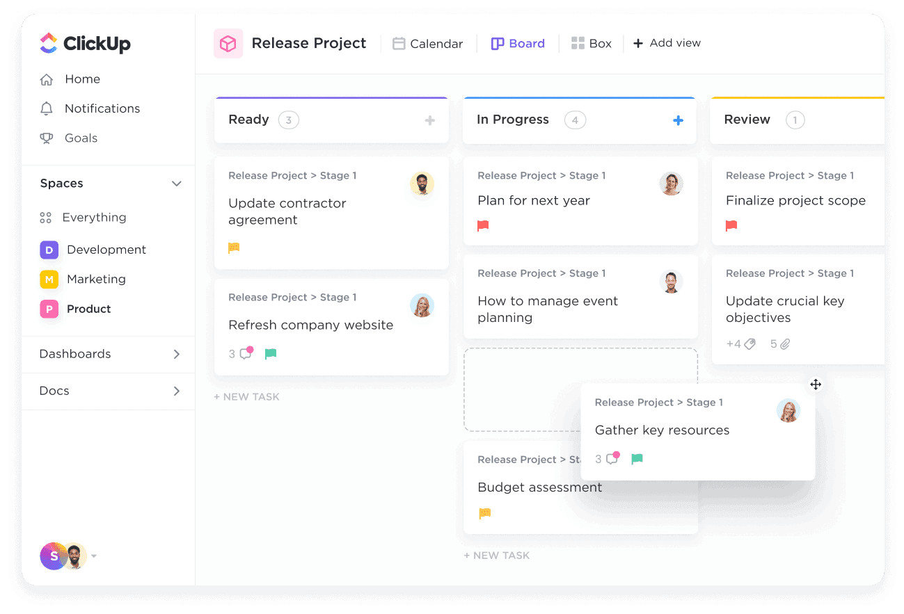 Create task cards to manage projects in ClickUp