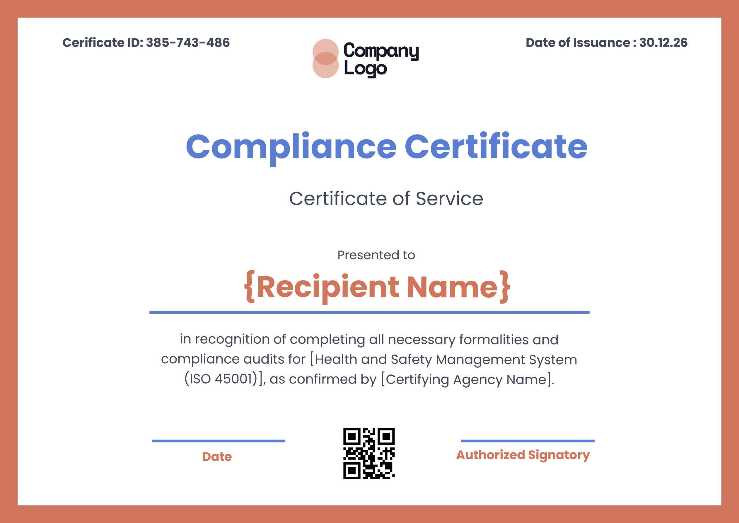 Wauld - Lively and Professional Compliance Certificate Template