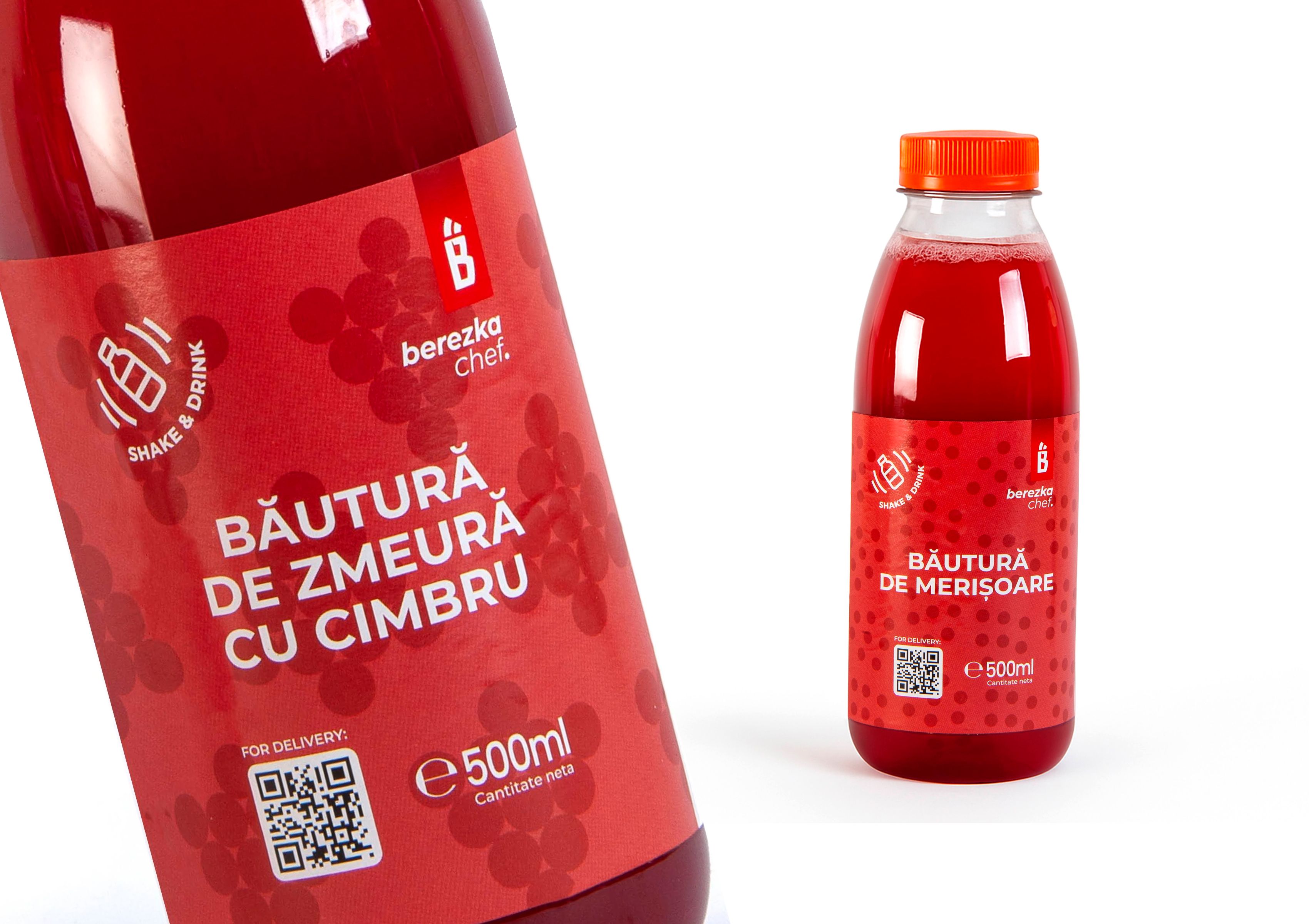 Berezka Chef raspberry and thyme drink — 500ml bottle with red label, close-up and full product view.