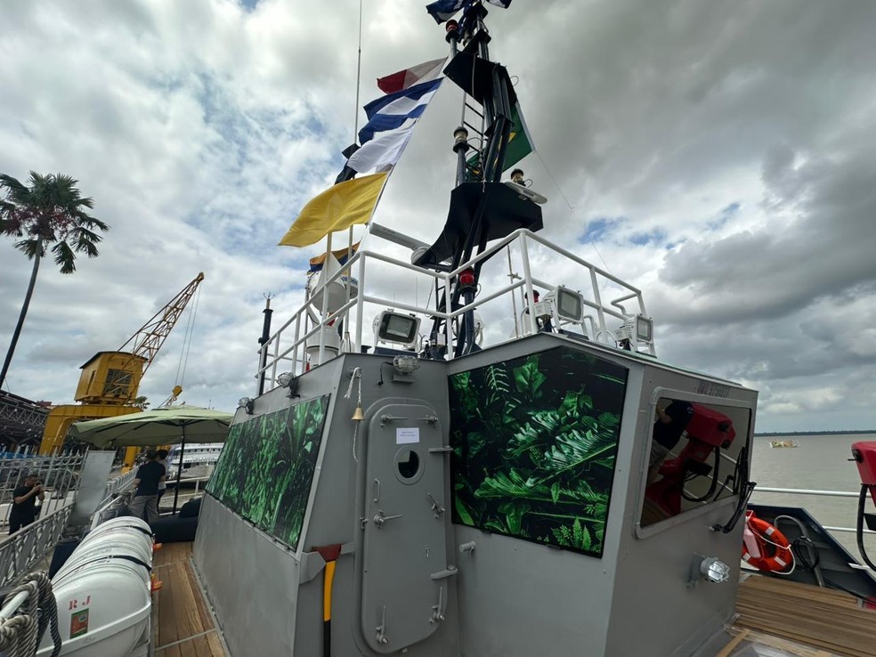 Belém recebe primeiro barco escola movido a hidrogênio verde — Foto: Thaís Neves/g1