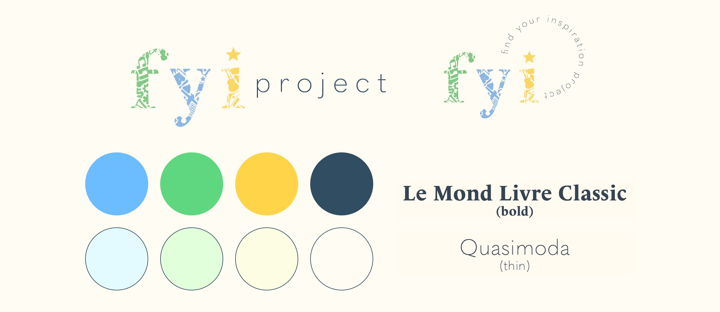 FYI-Project logos, colors and text.