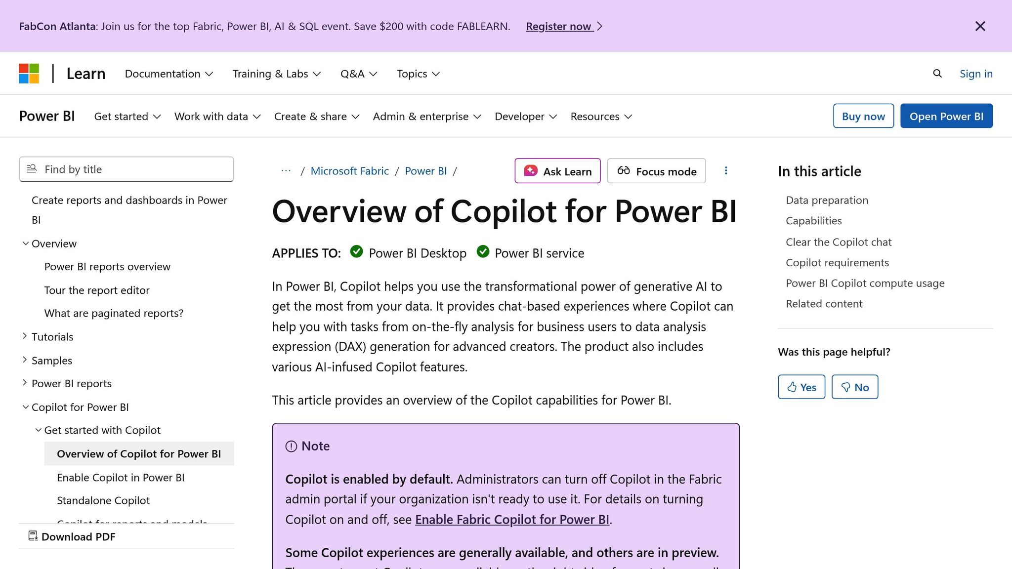 Microsoft Power BI Copilot