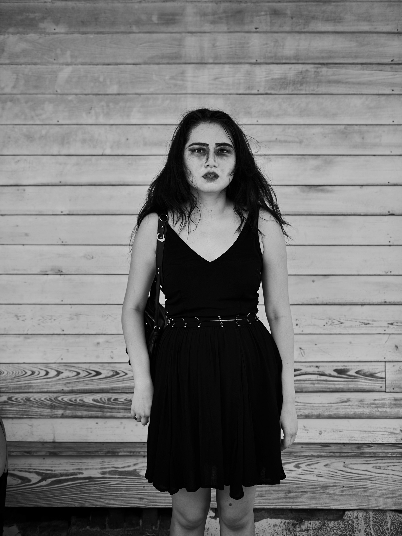 Black and white portraits of young alternative, romantic, goth, freak, punk and metal character against a textured New Orleans backdrop. 