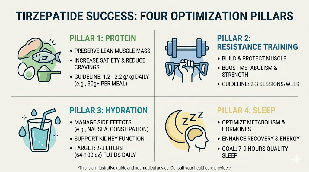 Four pillars of optimizing tirzepatide weight loss results in the first month