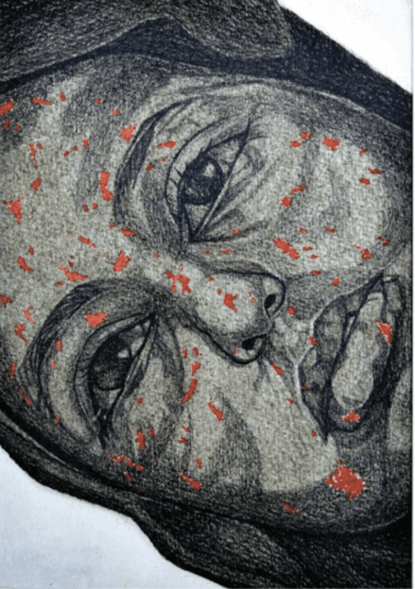 herd of sheep on road painting