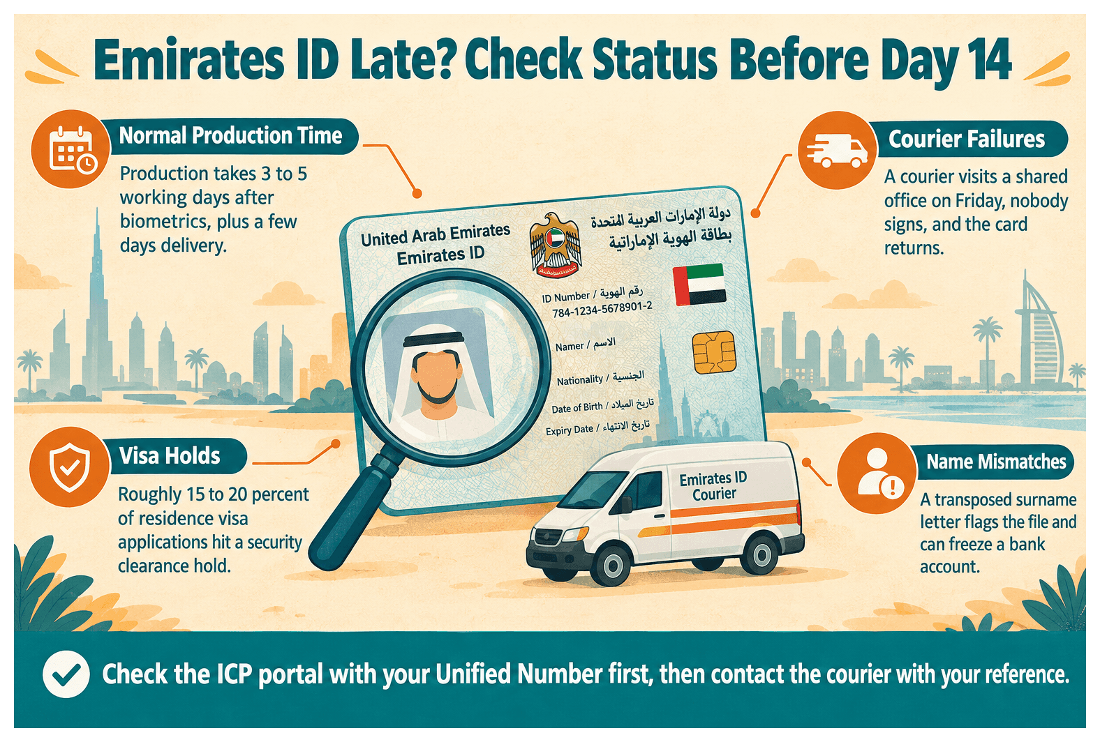 Infographic: What to Do if Your Emirates ID Has Not Arrived After 2 Weeks