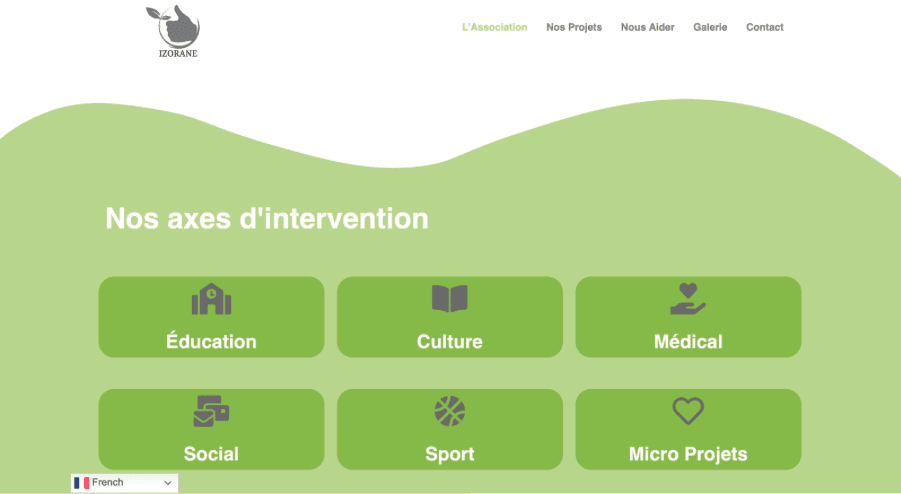 Page interventions refonte Izora Monde association caritative site web Wordpress