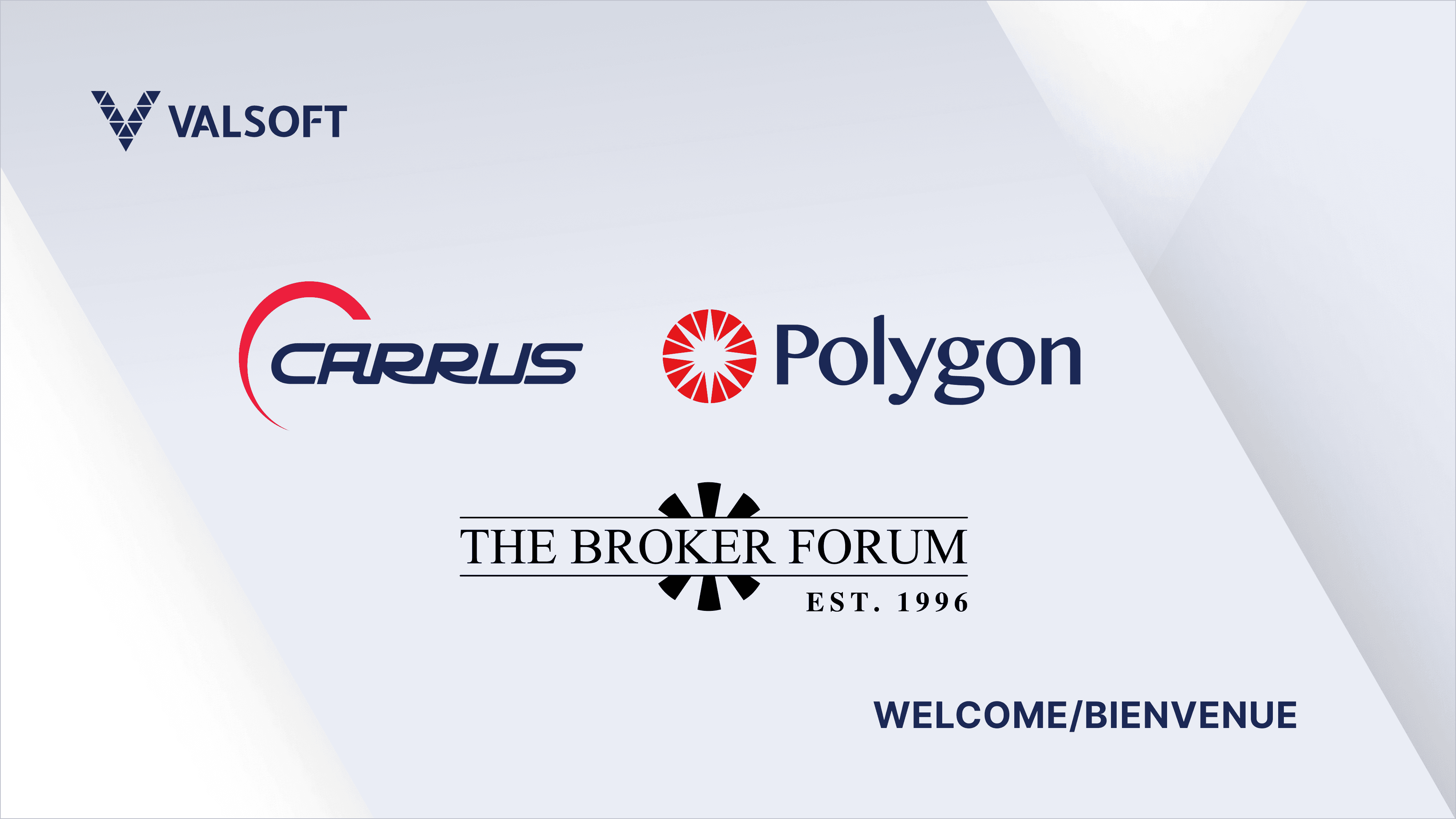 Carrus, Polygon and The broker Forum logos with Valsoft