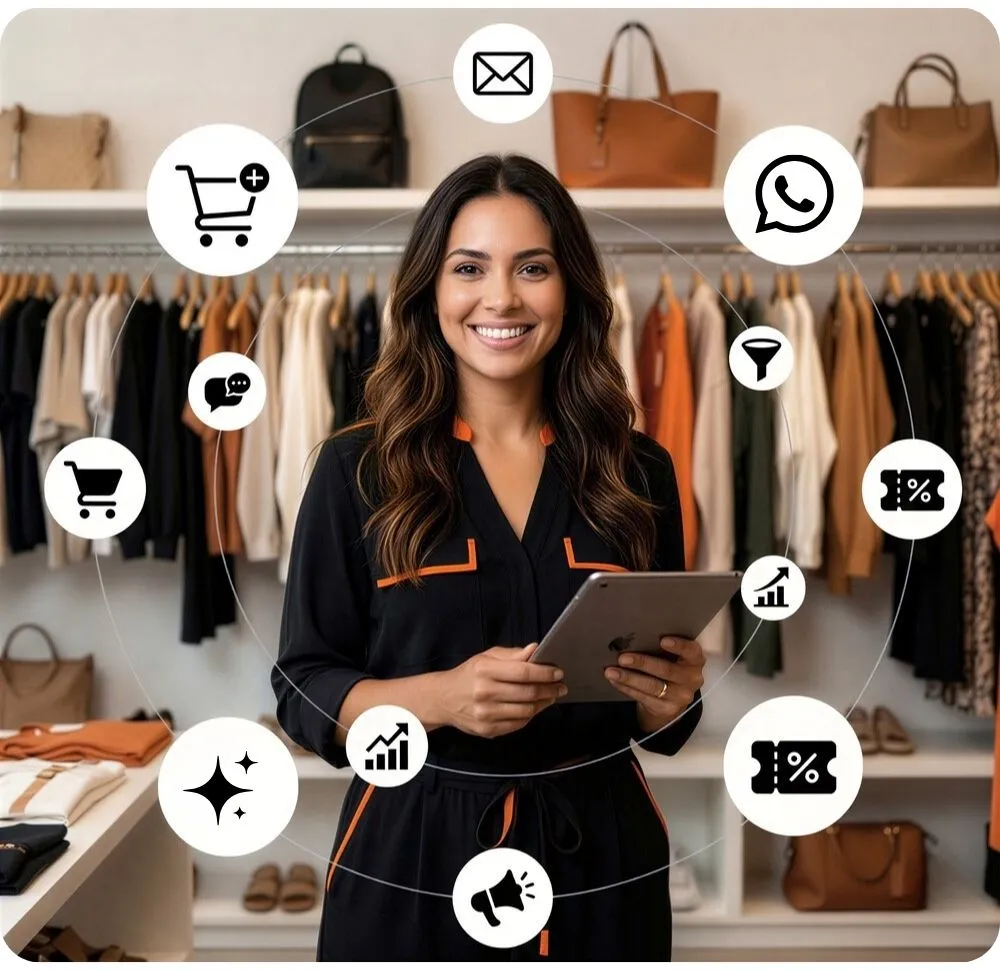 Mulher em uma loja de roupas