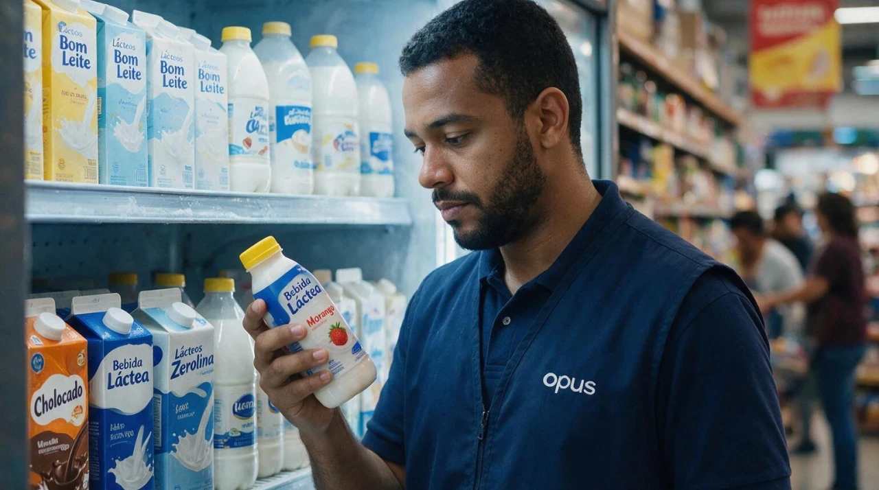 Promotor olhando descrição do produto