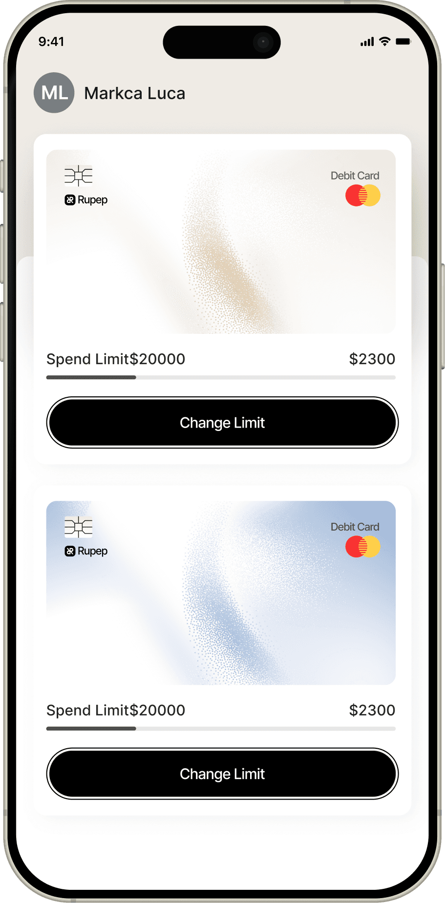 Cards Feature Screen