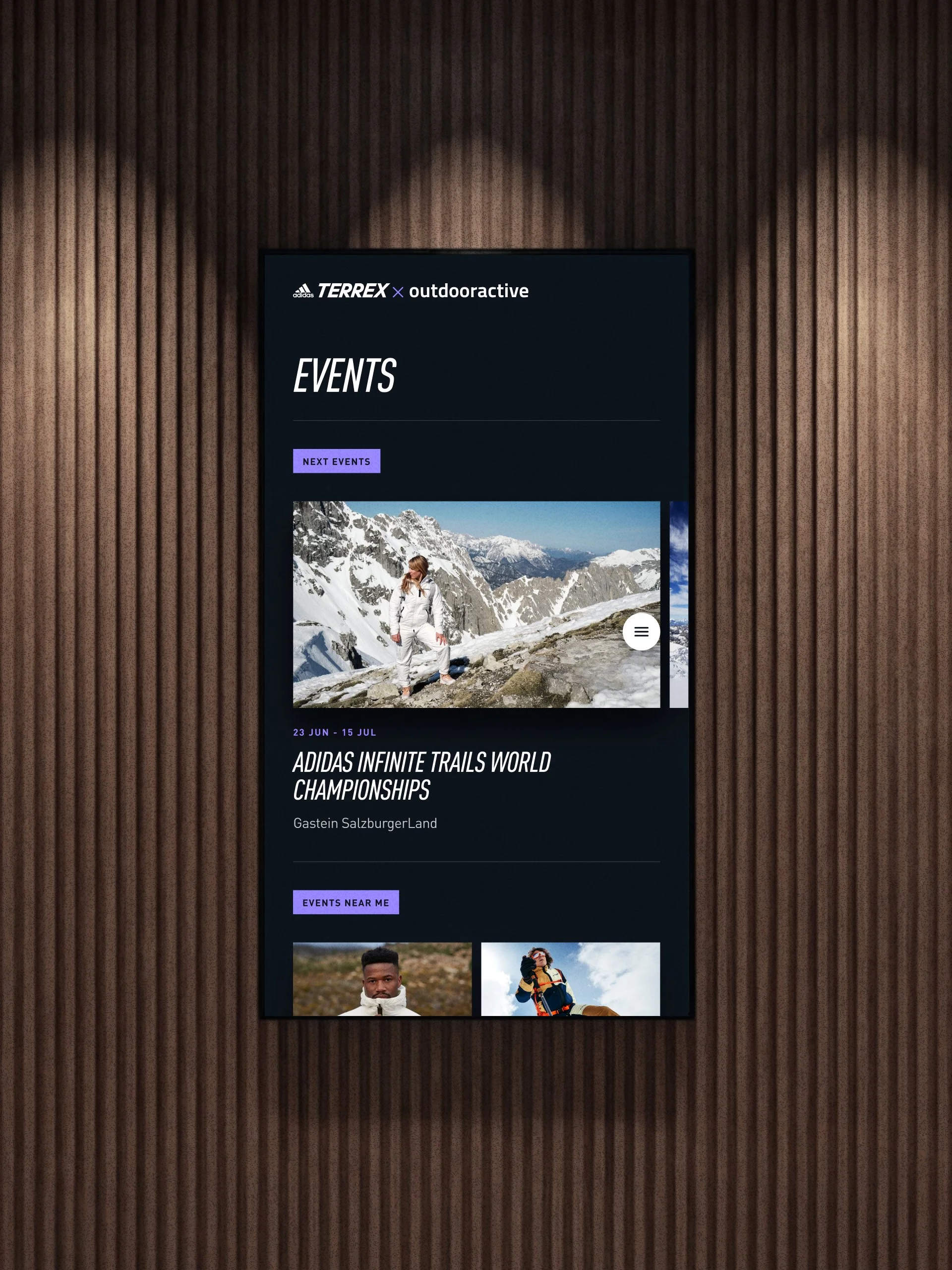 Interactive in-store display for adidas TERREX, an outdoor performance brand