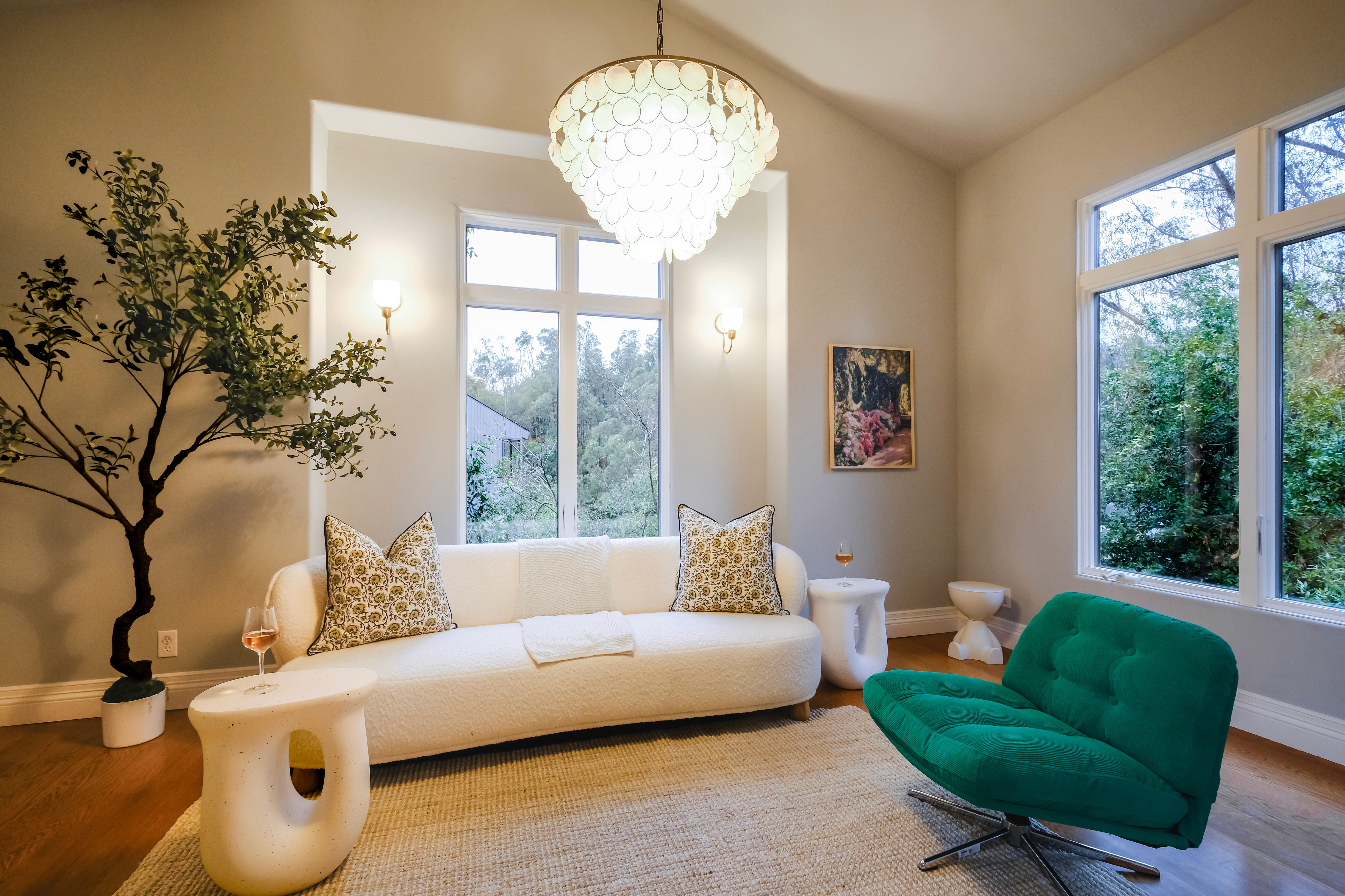 modern house with a big field