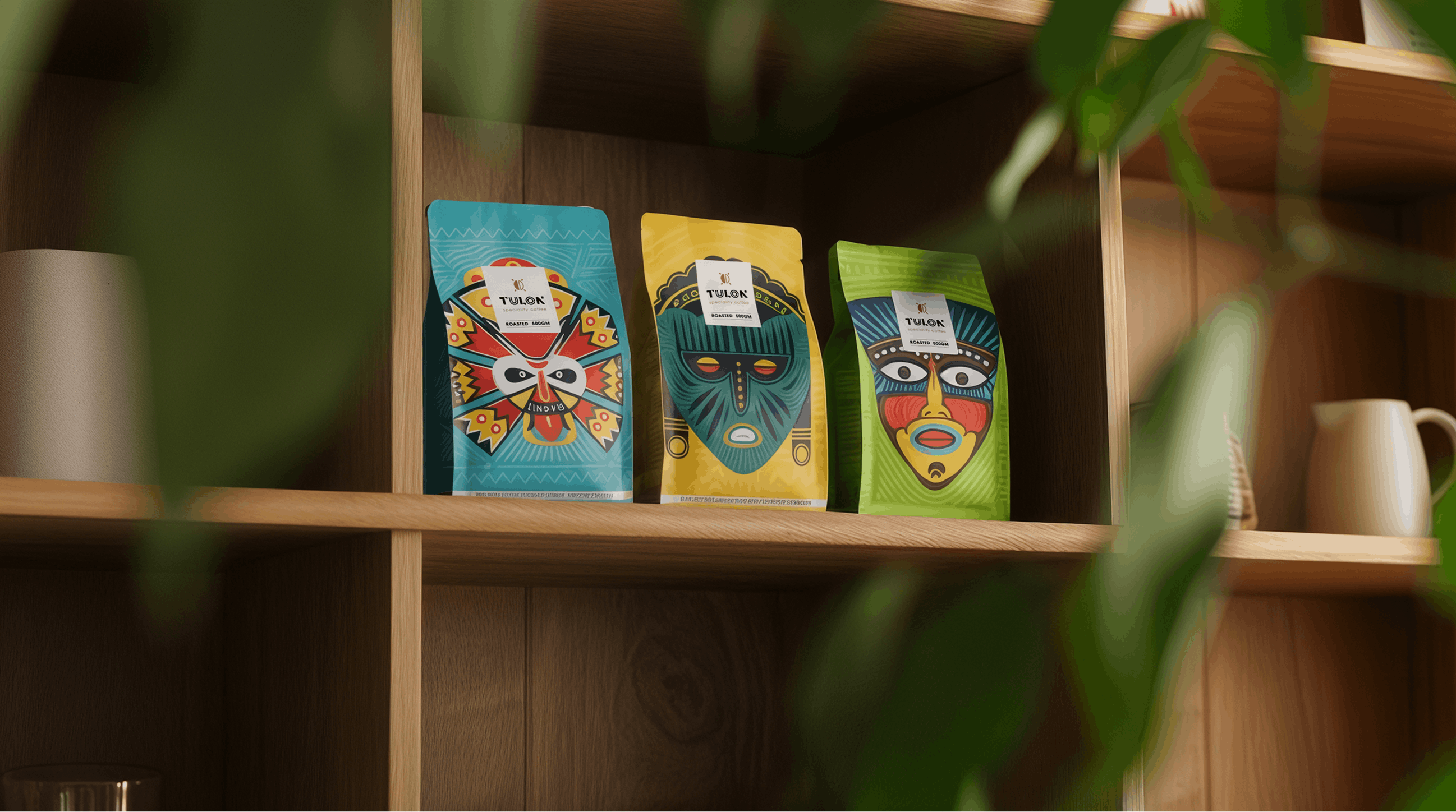 Tulon Kenyan coffee brand identity by BMEG, featuring earthy sophisticated tones, cultural accents, and AI-driven product photography that celebrates ancestral heritage and origin pride.