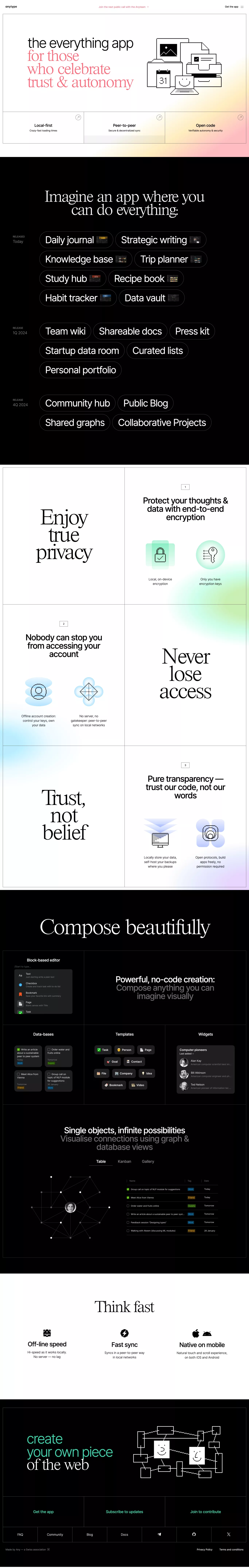 The Everything App landing page screenshot showcasing Tech design