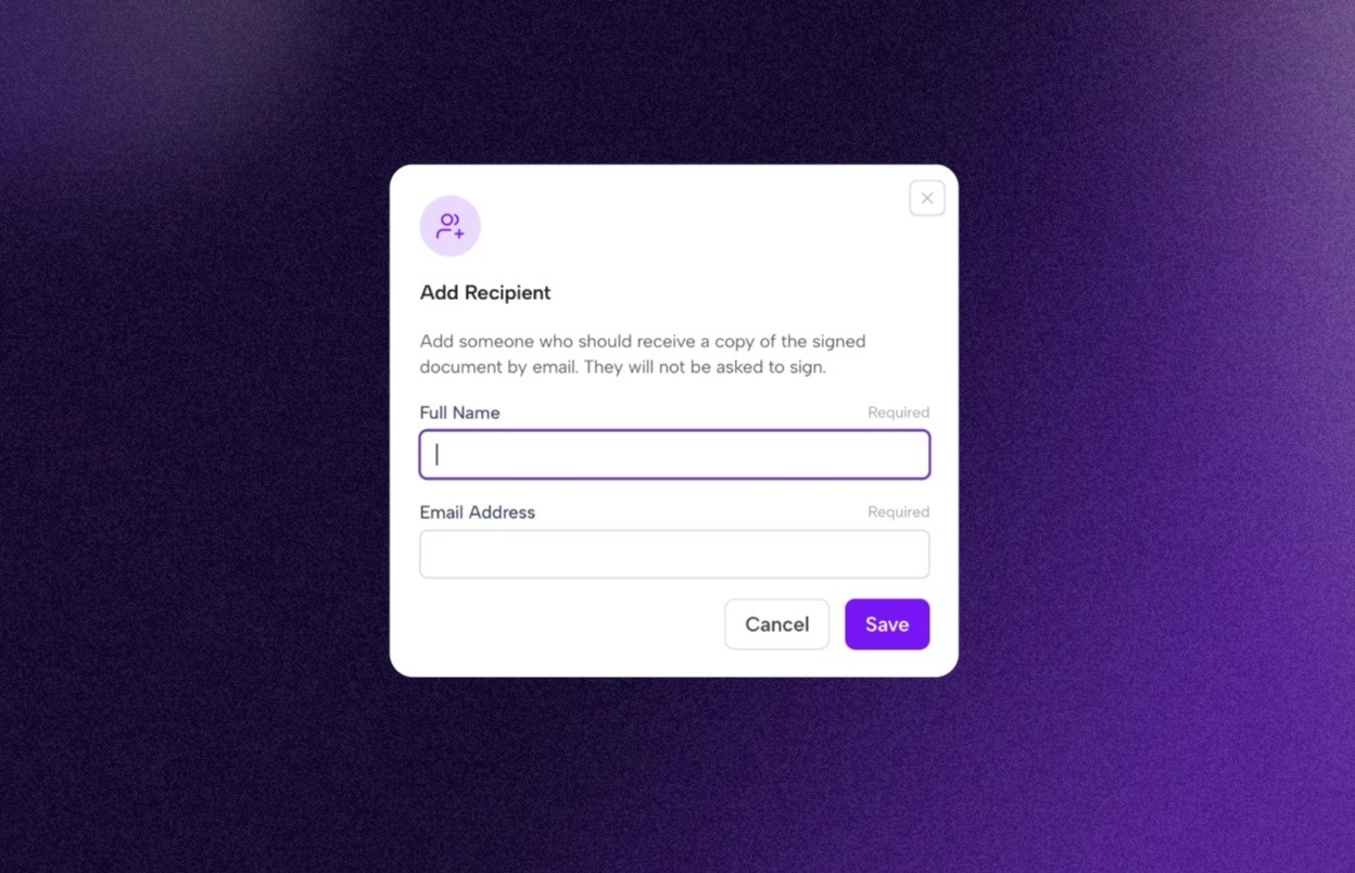 The "add recipient" tool in Connie's interface.