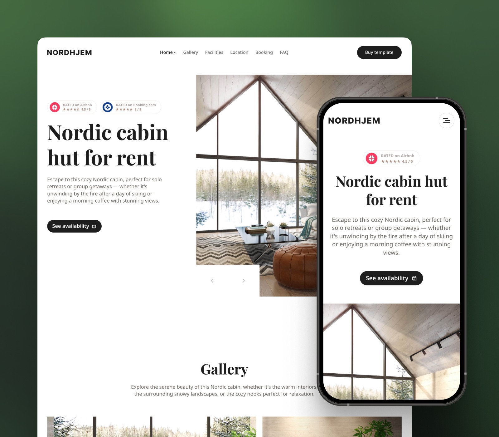 nordhjem framer template for airbnb rental hosting booking vacation