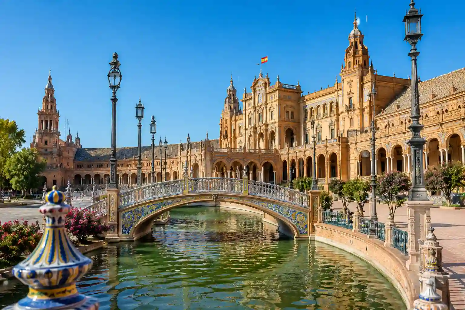 Plaza de España in Seville, a popular university city for international students looking for student accommodation in Spain