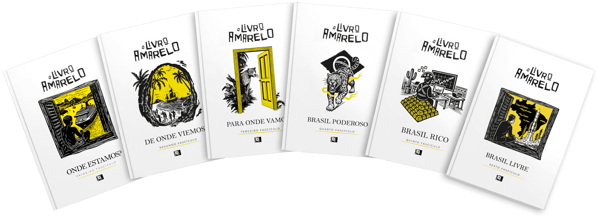 três fascículos do livro amarelo  mockup