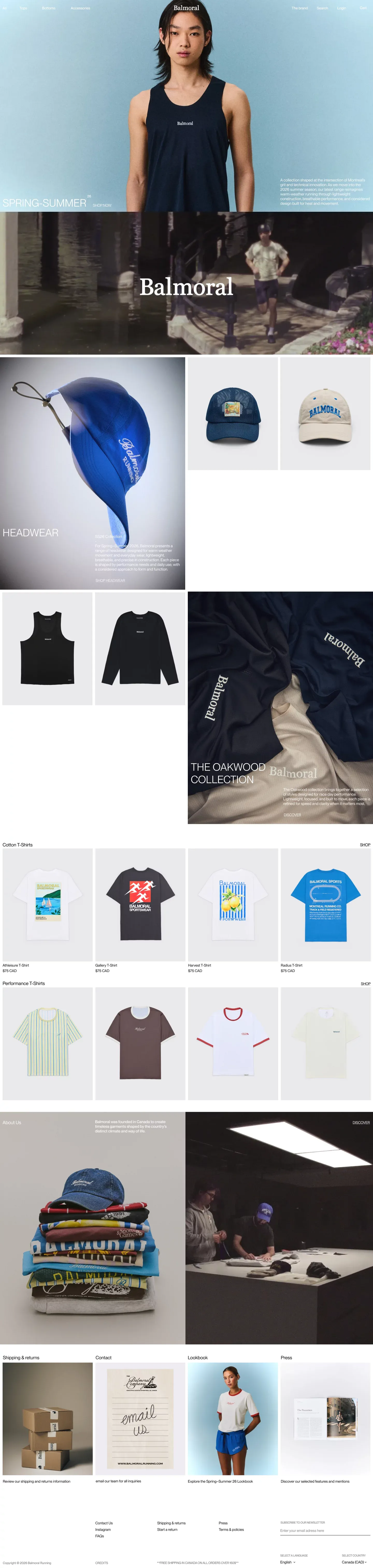Balmoral - Premium Running Gear – Balmor ecommerce page screenshot showcasing Ecommerce and Fashion design