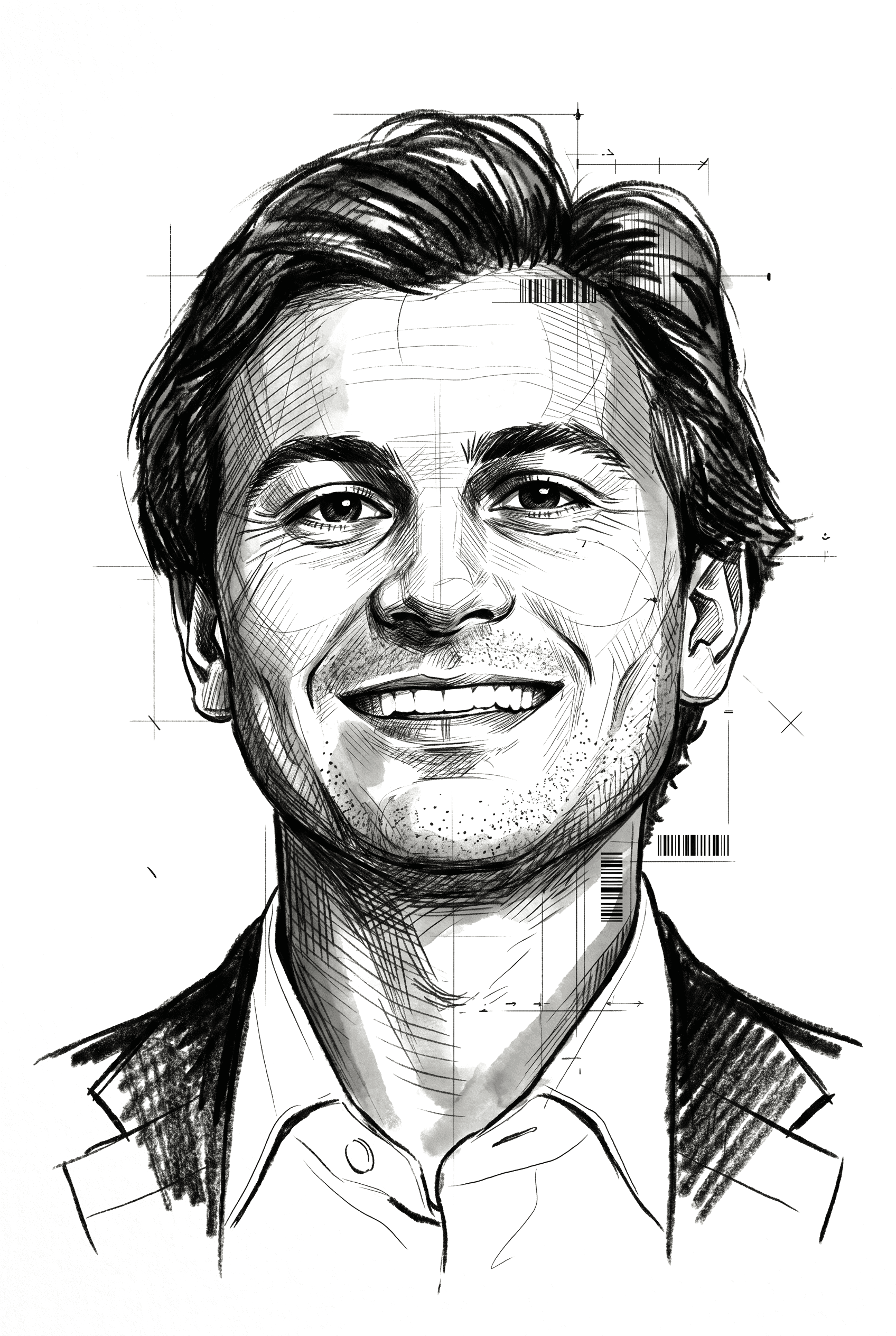 Illustrated portrait of Tyler Umansky, Head of Platform and Machine Learning of Model Medicines