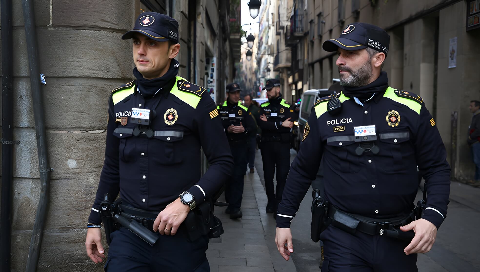 guardias urbanos de Barcelona patrullando