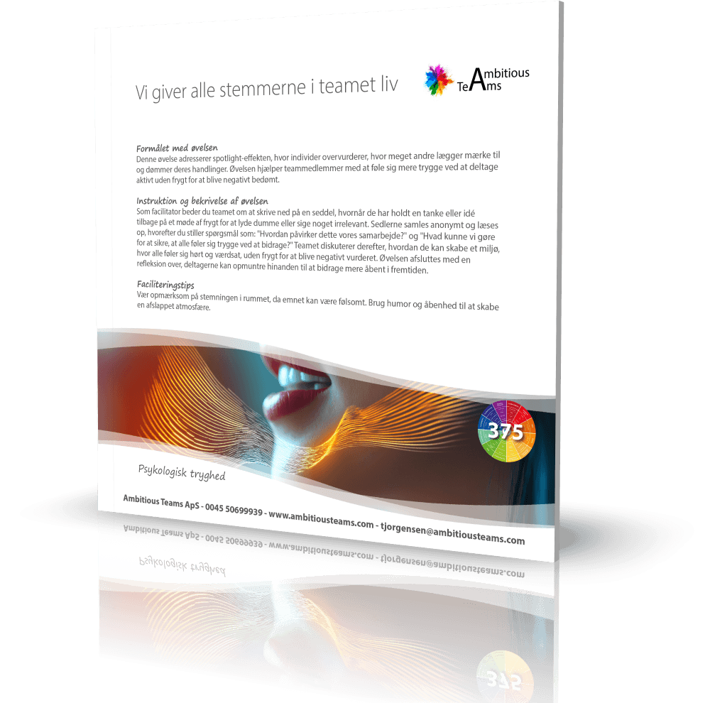 Psykologisk tryghed i et high performing team - øvelse 375.
