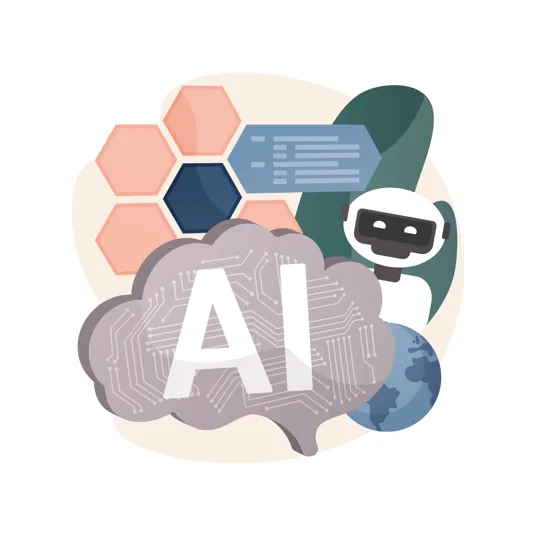 Infographic illustrating four types of artificial intelligence: Reactive Machines, Limited Memory, Theory of Mind, and Self-Aware AI, with labeled sections and icons.