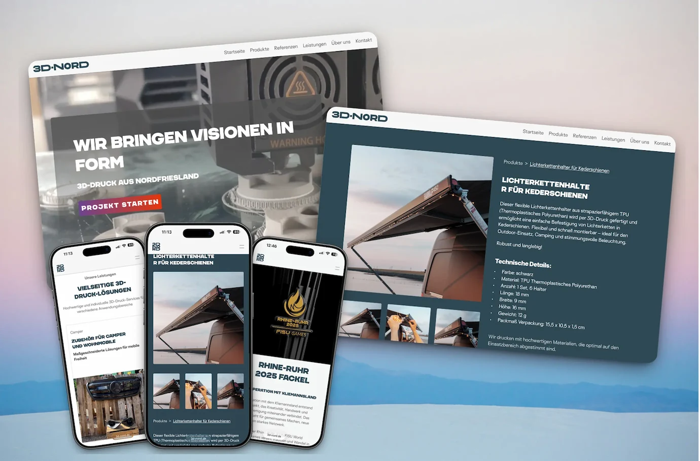 Desktop & Mibile version von der Website von 3D-Nord
