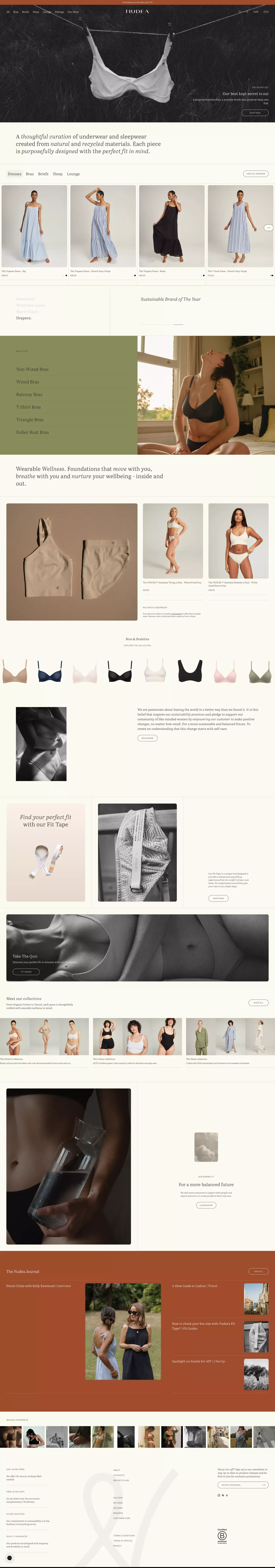 Nudea Underwear ecommerce page screenshot showcasing Ecommerce and Fashion design