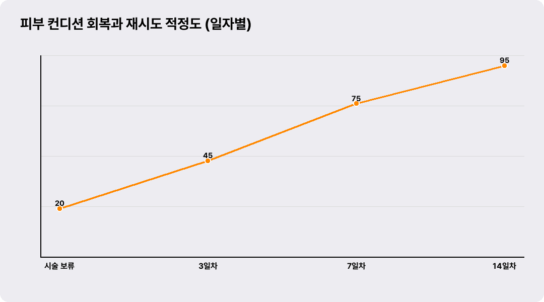 피부 컨디션 회복과 재시도 적정도 (일자별)