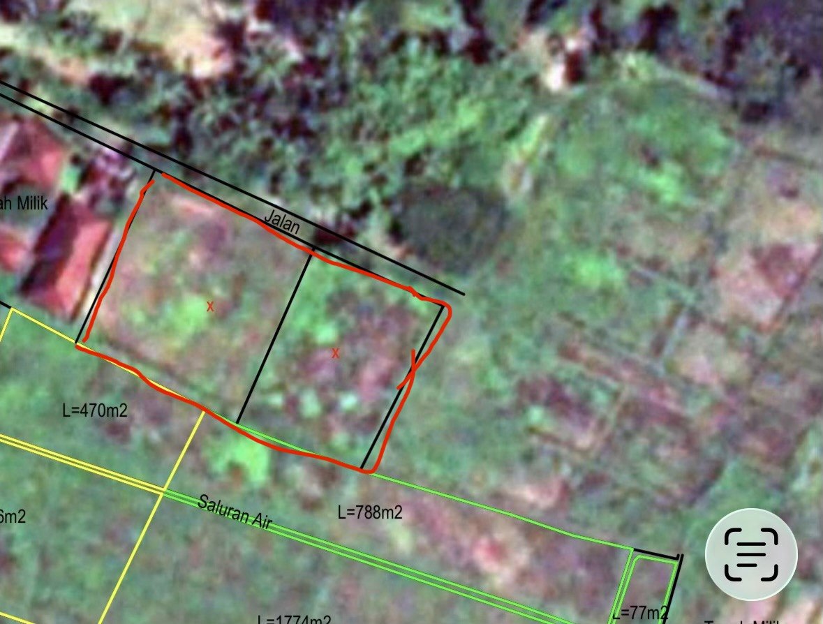 1235 m² land plot with rice field views in Kaba Kaba