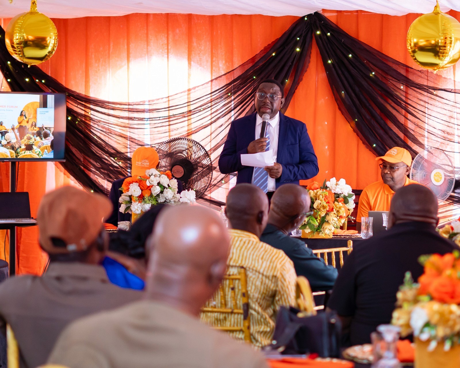 Image of MD of Accion MFB addressing the bank's customers